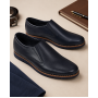 pantofi barbati bleumarin din piele naturala tip slip-on cu talpa confort 330EBLUE
